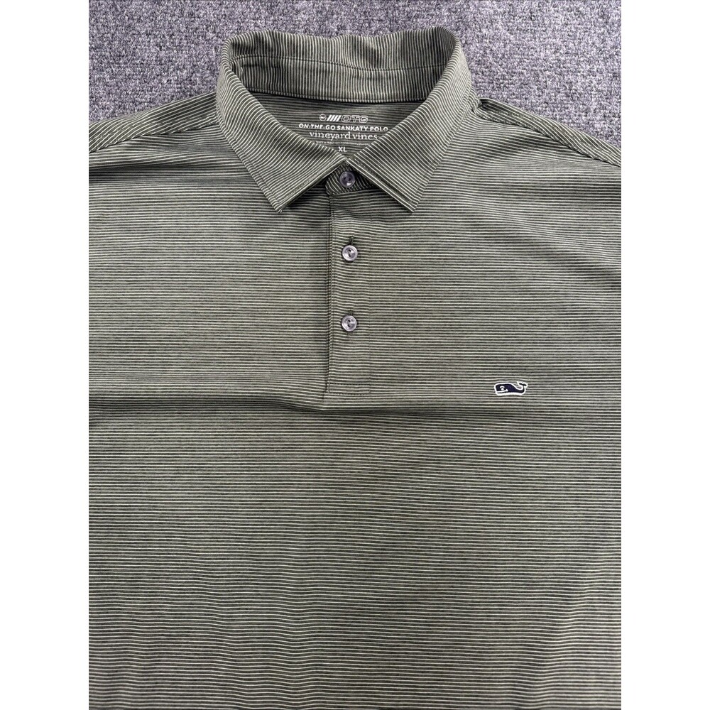 Vineyard Vines Sankaty Polo Men’s XL Green Stripe Performance Golf Shirt